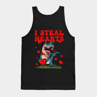 I Steal Hearts Valentines Day Cute Dinosaur Tank Top